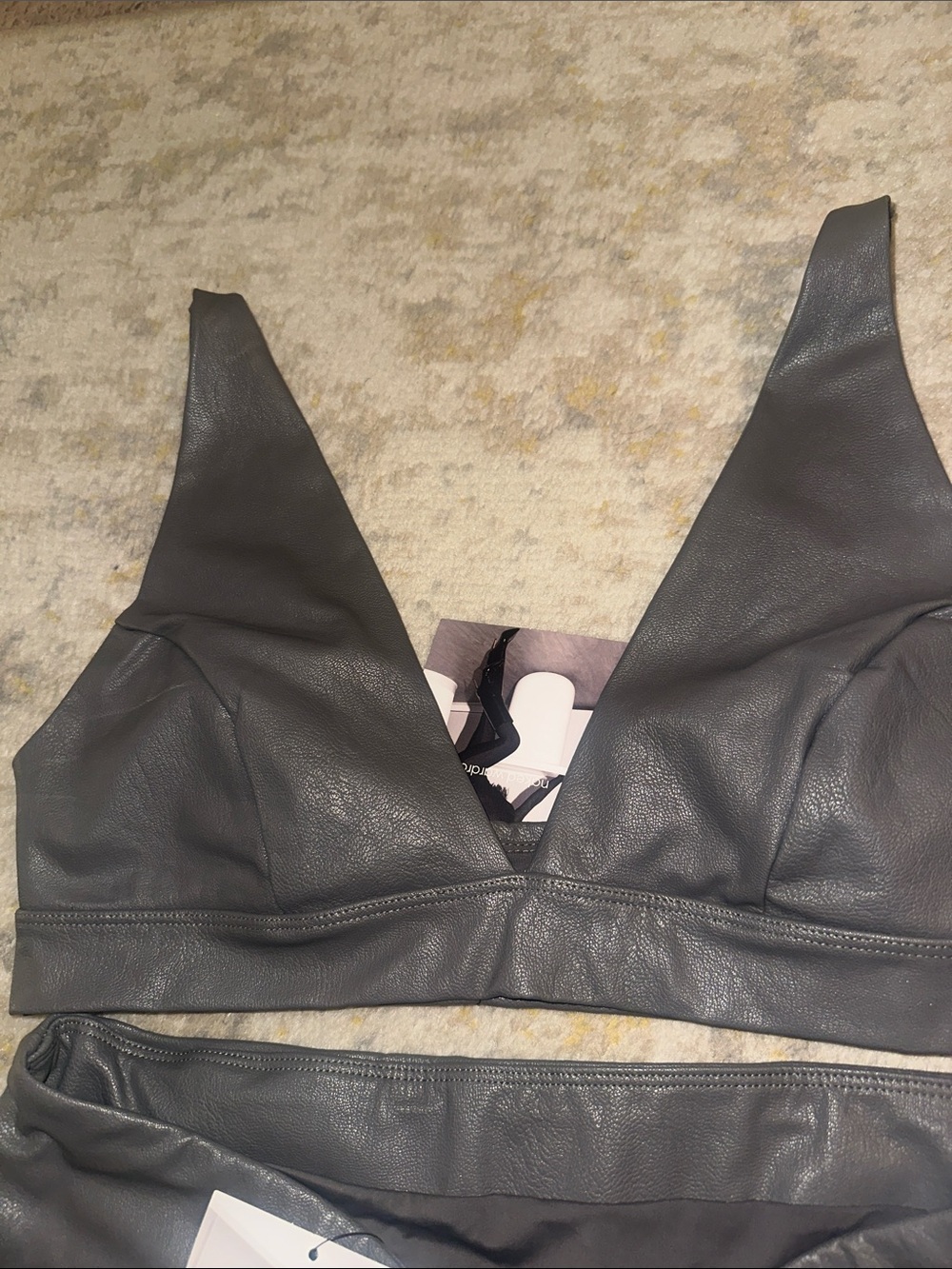Naked Wardrobe Dark Grey Faux Leather Maxi Dress with Front UP BACK! - Picture 4 of 7